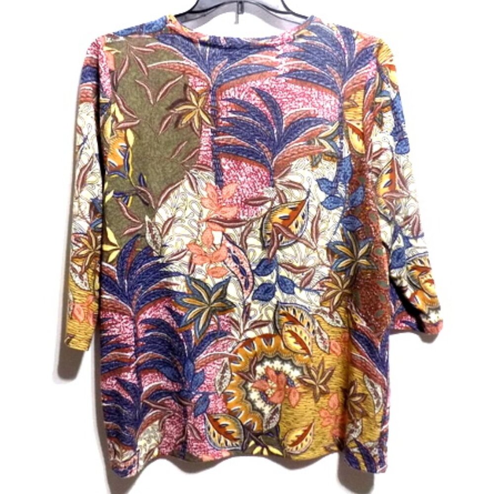 CJ Banks Women’s Multicolor Floral Print 3/4 Sleeve Top – Size: XL - Picture 2 of 10